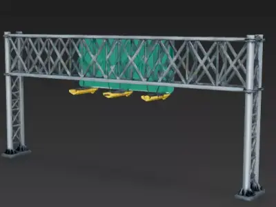 Highway Overhead Gantry Sign Structure 3D Model Low-poly 3D model