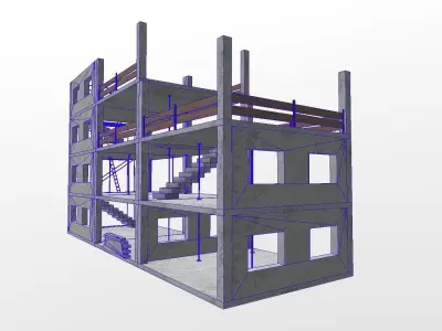 Building Construction Elements Low-poly 3D model