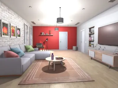 Elegant Living Room Low-poly 3D model