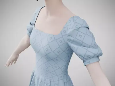 Dress 26 Light Blue Low-poly 3D model