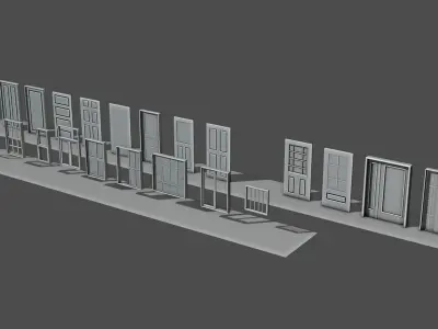 22 Doors and Windows Package Low-poly 3D model