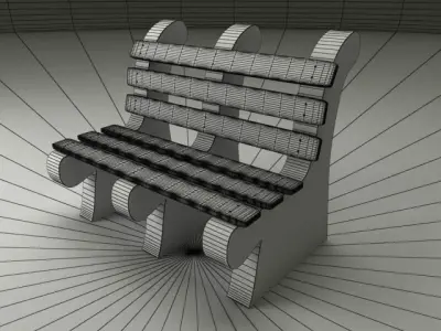 Bench made of concrete and wood 3D model