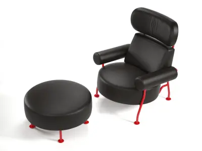 Astair Armchair and Footstool 3D model