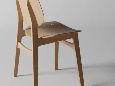 Round wooden chair Low-poly 3D model