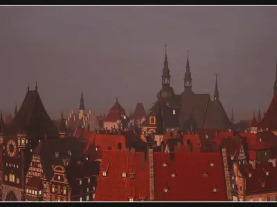 Old European Town Low-poly 3D model