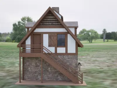 Medieval Blacksmith Forge  3D Model with  Game Ready Low-poly 3D model