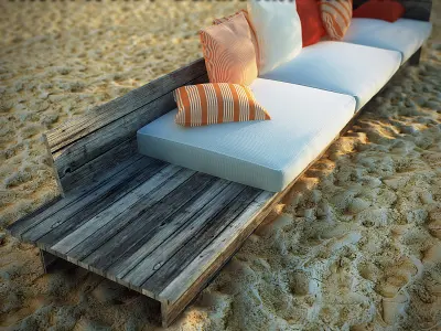 Rustic Wood Beach Furniture 3D model