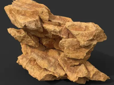 Low poly Yellow Rock Desert B 190418 Low-poly 3D model
