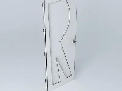 Letter R 3D door very detail with glass lock and hinger Free 3D model
