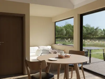 Symmetrical lake apartment units 3D model