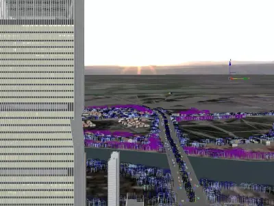 Modern Mixed Use Tower Complex Sunset Exterior 3D model