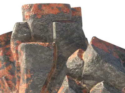 Red coral rock   Low-poly 3D model