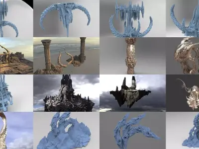 Dragon Bone architecture collection 3D Model Pack