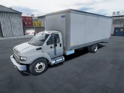 Modern Box Truck unity asset Low-poly 3D model
