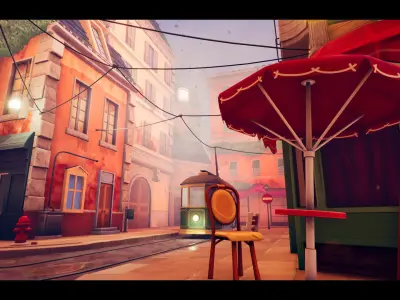 Stylized Paris Street Low-poly 3D model