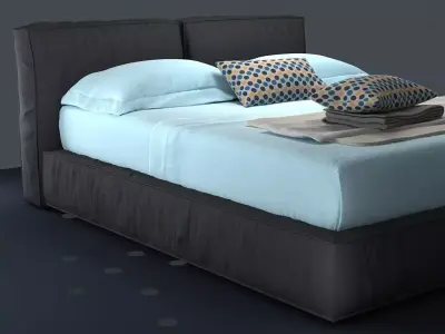 Elena bed with sheets and pillows 3D model