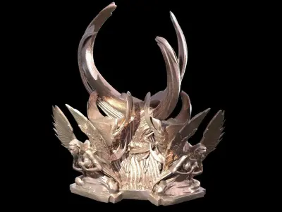 Gold Brushed Poseidon sculpture 3 designs  3D model