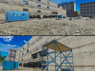 Abandoned House Set Low-poly 3D model