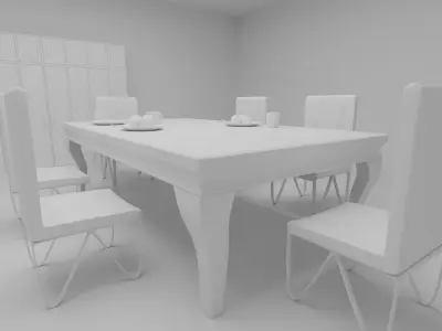 Low Poly Dinning Set 3D Model Low-poly 3D model