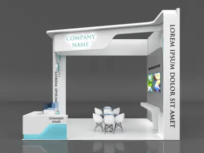 Booth Exhibition Stand Stall 6x6m Height 500 cm3 Side Open 3D model
