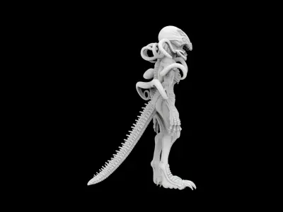 Alien Monster 3D Print Model Bipedal Sci-Fi Creature 3D print model