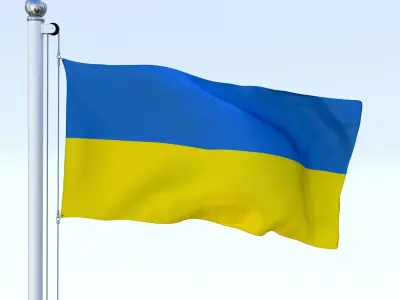 Animated Ukraine Flag Low-poly 3D model