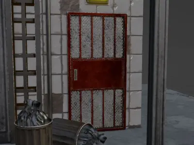 Cyberpunk Street Metal Door 3D model