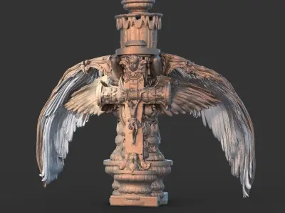 Ornate Cathedral Winged holy Cross 3D model