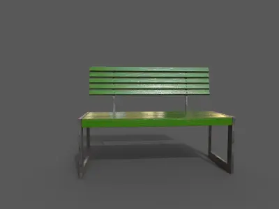 Street Bench Low-poly 3D model