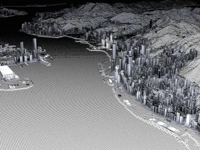 Hong Kong Night City 3D model