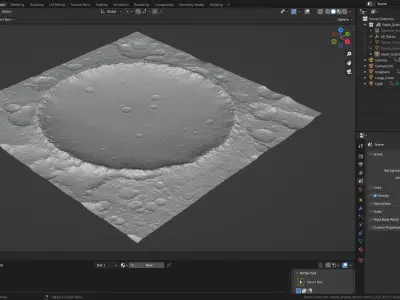 Large Moon Crater Lunar landscape 3D model