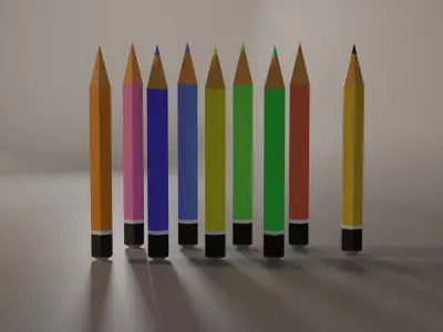 Pencils group of colored Low-poly 3D model