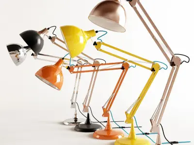 Angled Table Lamps Rigged 3D model
