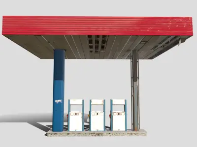 Old Gas Station Low-poly 3D model