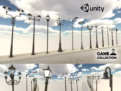 Streetlights Pack Low-poly 3D model