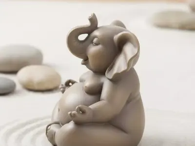 Zen Elephant Meditating Animal Sculpture for 3D Printers 3D print model