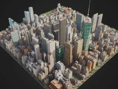 Realistic City S2 MAYA Low-poly 3D model