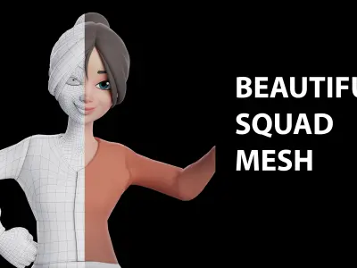 Cartoon White Teen Woman Rigged  Low-poly 3D model