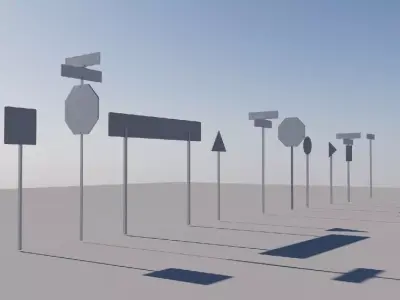 Pack 10 Traffic Signs  No Textures version Free low-poly 3D model