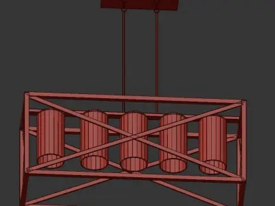 Moorgate 5 rectangular pendant light with clear glass shades 3D model