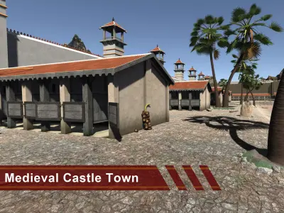 Medieval Castle Town Low-poly 3D model