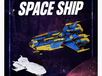 Space ship Low-poly 3D model 9