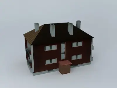 Small Slanted Roof Building Low-poly 3D model