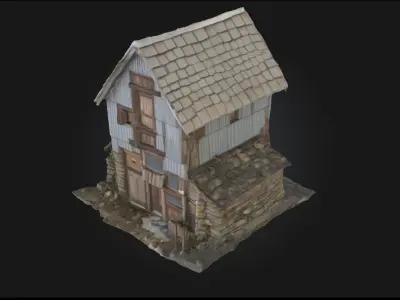 Weathered Shack  Abandoned Structure Model for Rural and Post 3D model