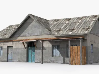Slum r old house with door Low-poly 3D model