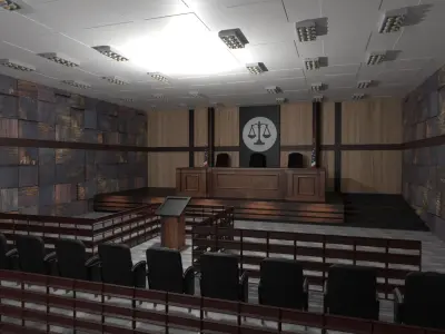 Court Room Interior Low-poly 3D model