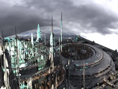 Mount Olympus Advanced City with Statues Kit bash  3D model