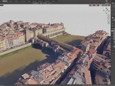 Pontevecchio Florence Italy  with texture Low-poly 3D model