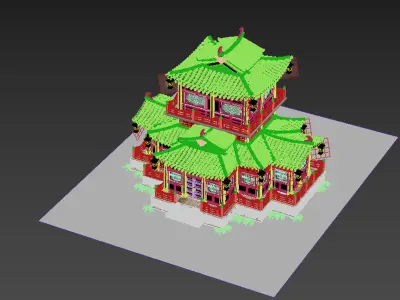 Japanese style house 3D model  high-poly 3D model
