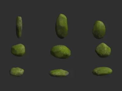 Assorted Boulders - Moss Low-poly 3D model